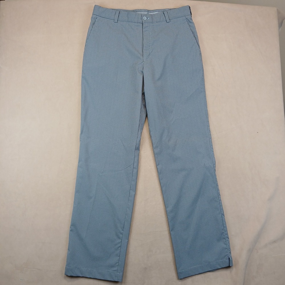 Nike Golf 32x32 Mens Pants Check Blue Stretch Performance